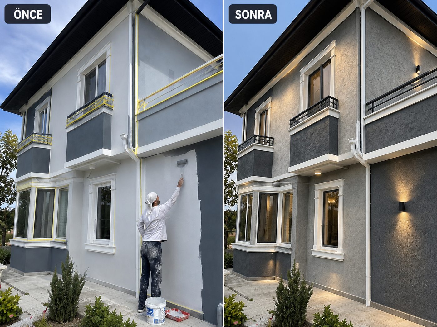 Koyundere dış cephe boya öncesi ve sonrası
